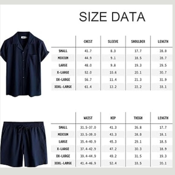 Men's Casual 2 Piece Outfits Short Sleeve Button Down Summer Set - Picture 7 of 7